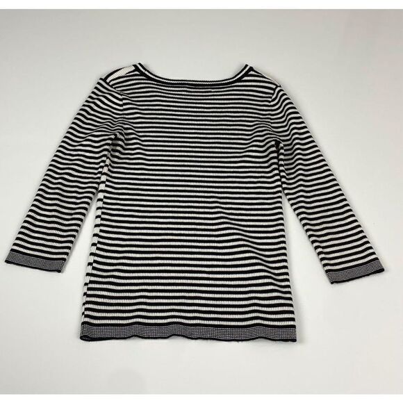 Karl Lagerfeld Striped Sweater Womens Size Medium Black White Casual - Picture 4 of 8